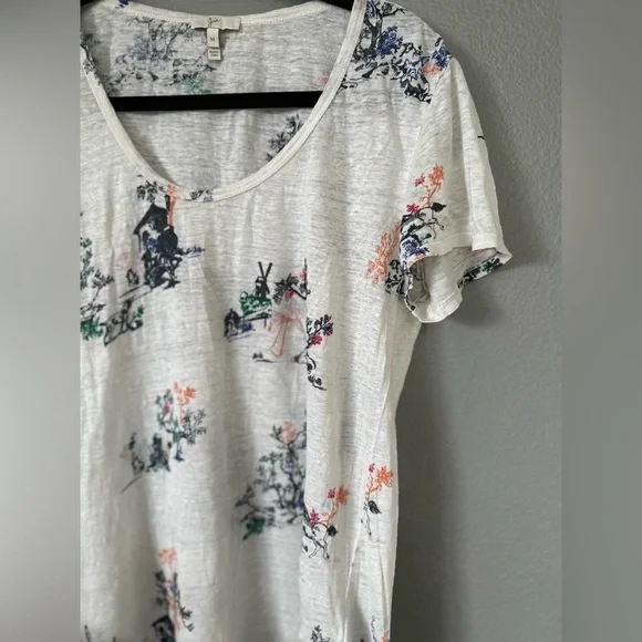 Joie Women’s Patterned Scoop Neck Short Sleeve Top Tee. Size: Medium. - Picture 6 of 13